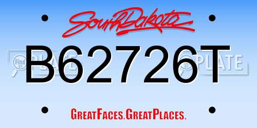 B62726T South Dakota License Plate