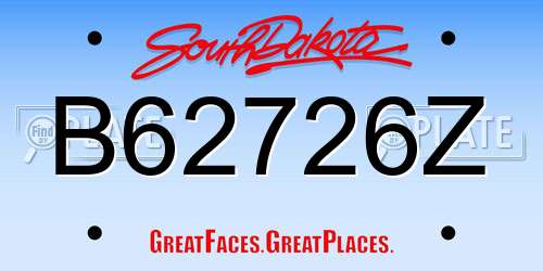 B62726Z South Dakota License Plate