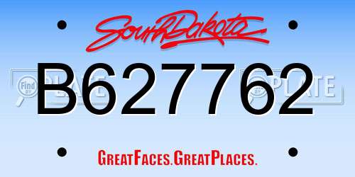 B627762 South Dakota License Plate