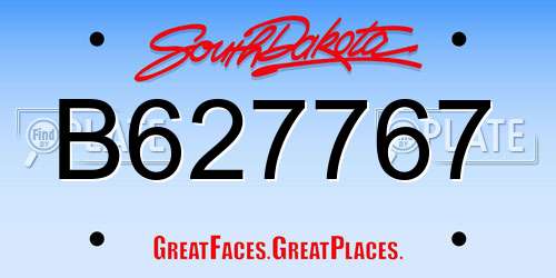 B627767 South Dakota License Plate