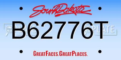 B62776T South Dakota License Plate
