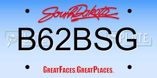 B62BSG South Dakota License Plate
