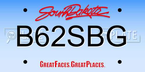 B62SBG South Dakota License Plate