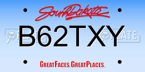 B62TXY South Dakota License Plate