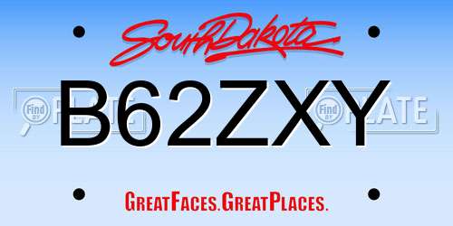 B62ZXY South Dakota License Plate