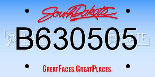 B630505 South Dakota License Plate