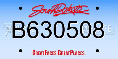 B630508 South Dakota License Plate