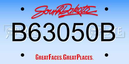 B63050B South Dakota License Plate