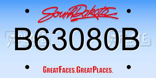 B63080B South Dakota License Plate