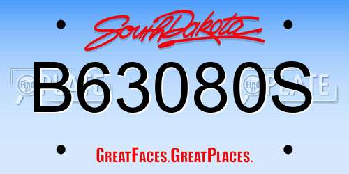 B63080S South Dakota License Plate