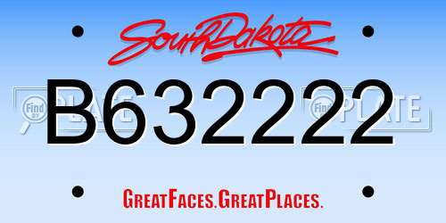 B632222 South Dakota License Plate