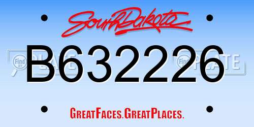 B632226 South Dakota License Plate