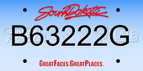 B63222G South Dakota License Plate