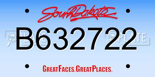 B632722 South Dakota License Plate