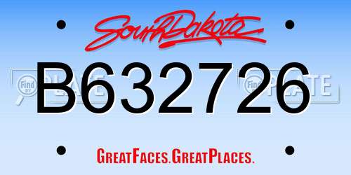 B632726 South Dakota License Plate
