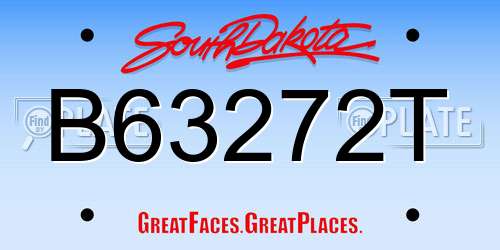 B63272T South Dakota License Plate