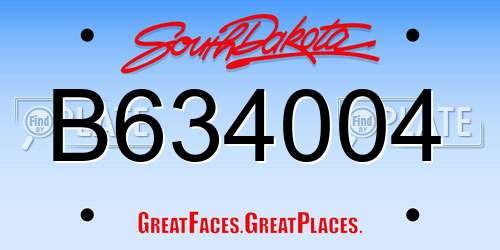 B634004 South Dakota License Plate