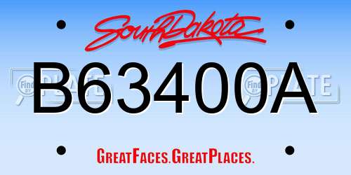 B63400A South Dakota License Plate