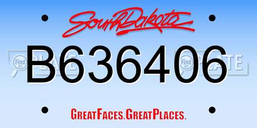 B636406 South Dakota License Plate