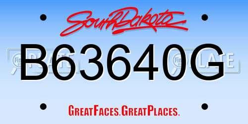 B63640G South Dakota License Plate