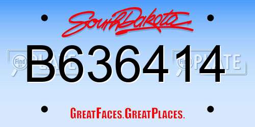 B636414 South Dakota License Plate