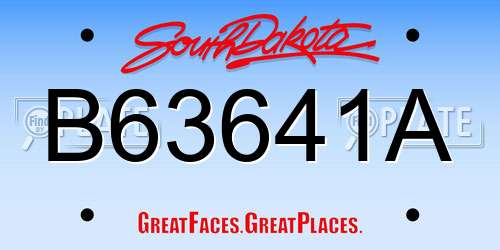 B63641A South Dakota License Plate