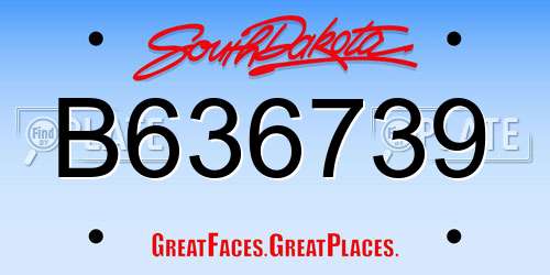 B636739 South Dakota License Plate