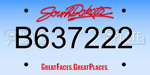 B637222 South Dakota License Plate