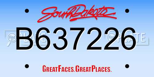 B637226 South Dakota License Plate
