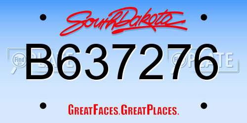 B637276 South Dakota License Plate