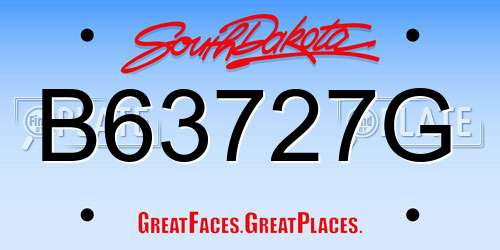 B63727G South Dakota License Plate