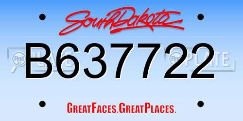 B637722 South Dakota License Plate