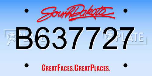 B637727 South Dakota License Plate