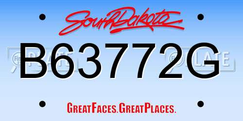B63772G South Dakota License Plate