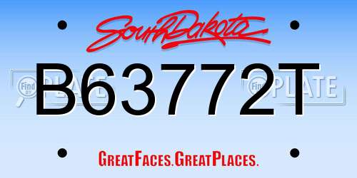 B63772T South Dakota License Plate