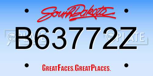 B63772Z South Dakota License Plate