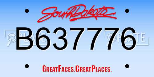 B637776 South Dakota License Plate