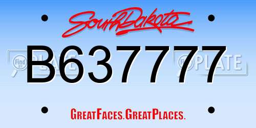 B637777 South Dakota License Plate