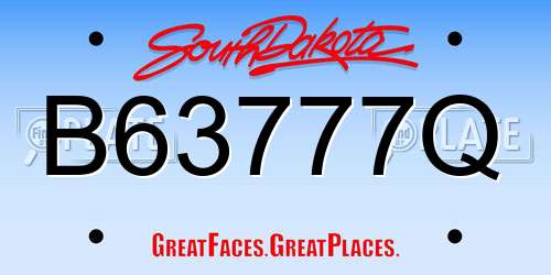 B63777Q South Dakota License Plate