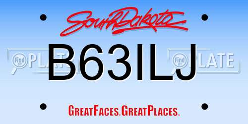 B63ILJ South Dakota License Plate