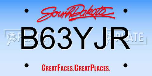 B63YJR South Dakota License Plate