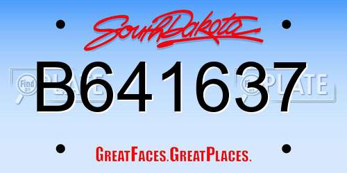 B641637 South Dakota License Plate