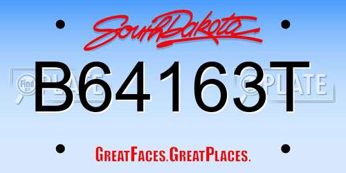 B64163T South Dakota License Plate