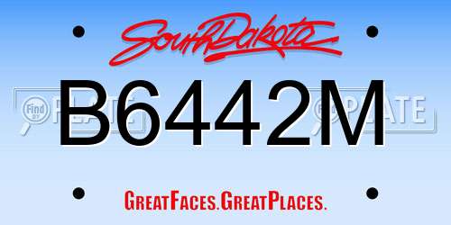 B6442M South Dakota License Plate