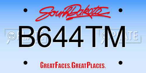 B644TM South Dakota License Plate