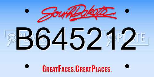 B645212 South Dakota License Plate