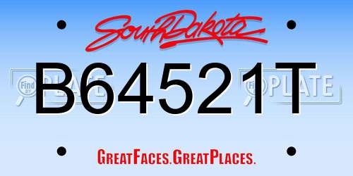 B64521T South Dakota License Plate