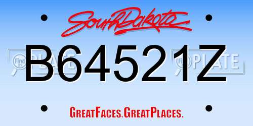 B64521Z South Dakota License Plate