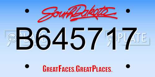 B645717 South Dakota License Plate