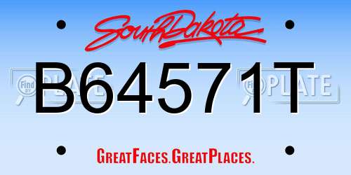 B64571T South Dakota License Plate